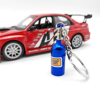 7 Colors Creative NOS Bottle Keychain Aluminum Alloy Nitrogen Bottle Keyrings Auto Metal Key Pendant Car Interior Accessories