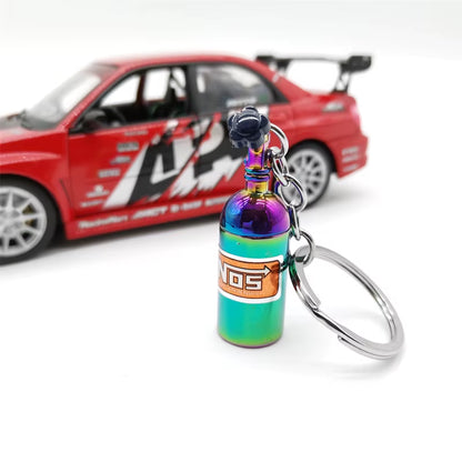 7 Colors Creative NOS Bottle Keychain Aluminum Alloy Nitrogen Bottle Keyrings Auto Metal Key Pendant Car Interior Accessories