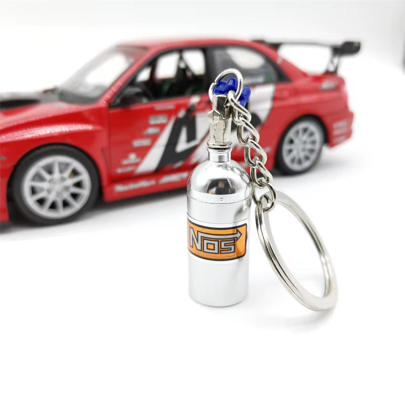 7 Colors Creative NOS Bottle Keychain Aluminum Alloy Nitrogen Bottle Keyrings Auto Metal Key Pendant Car Interior Accessories