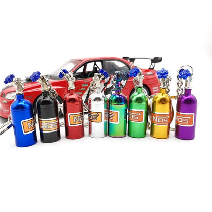 7 Colors Creative NOS Bottle Keychain Aluminum Alloy Nitrogen Bottle Keyrings Auto Metal Key Pendant Car Interior Accessories