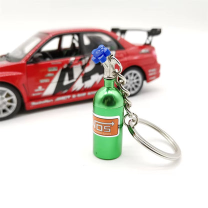 7 Colors Creative NOS Bottle Keychain Aluminum Alloy Nitrogen Bottle Keyrings Auto Metal Key Pendant Car Interior Accessories