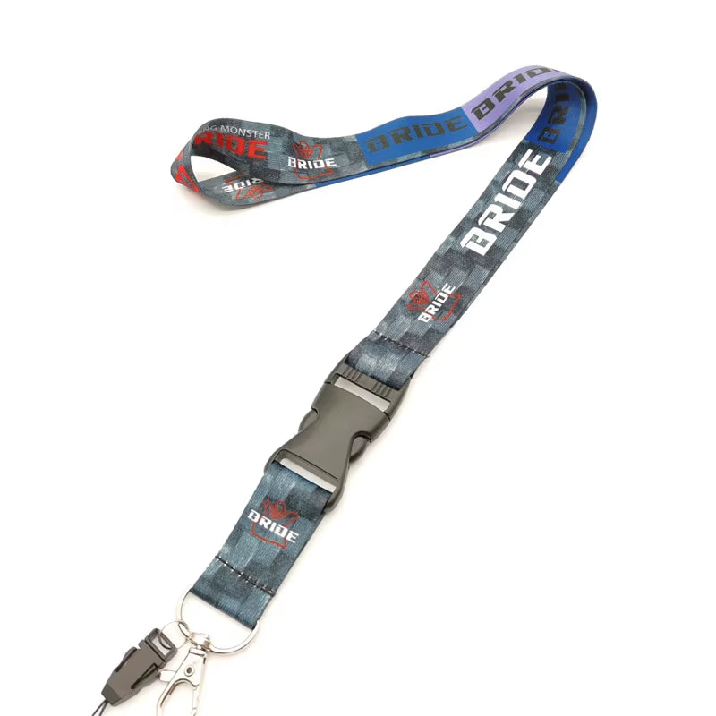 JDM Style Cars BRIDE Cellphone Lanyard JDM Racing Car Keychain Exhibitor Pass Work ID Holder Mobile Neck Strap Quick Release